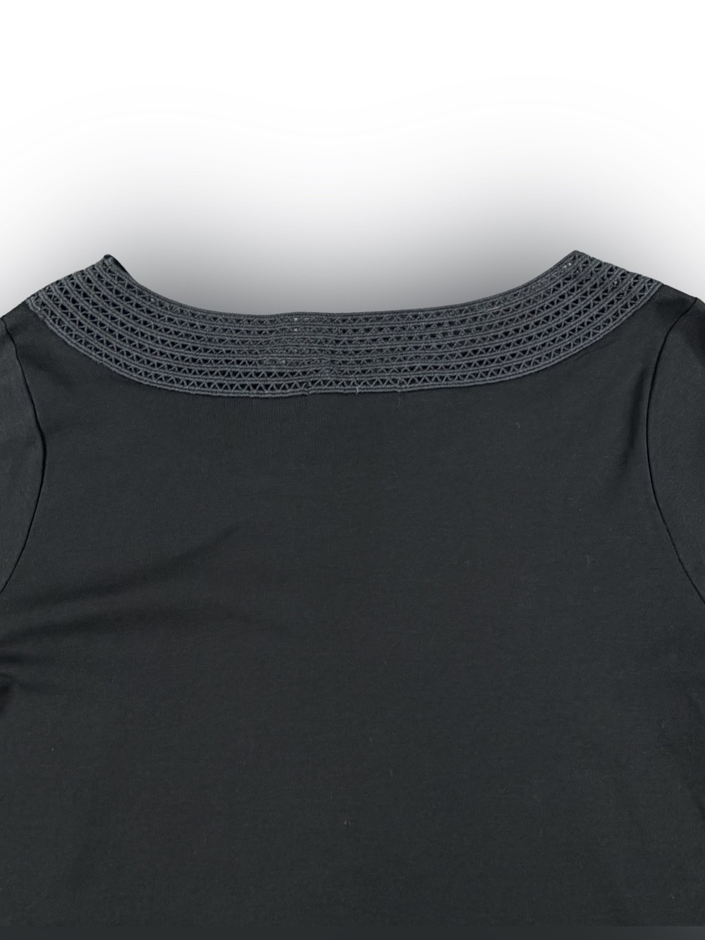 Lauren Ralph Lauren Black Crochet-Yoke 3/4 Sleeve Top - Picture 6 of 6